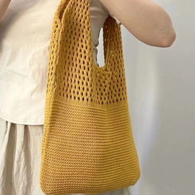 Túi dệt kim màu đơn giản, dễ phối đồ - Đi biển, du lịch, giảm giá còn 115.000₫