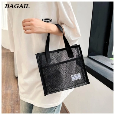 Túi đi biển BABAIL nữ dung lượng lớn màu trơn, lưới thoáng khí, di động du lịch - 56.592 VND