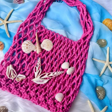Túi đi biển handmade đính sò tự nhiên - phong cách đi café, giá chỉ 139.000₫