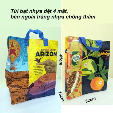 Túi đi chợ xếp gọn nhẹ, chống thấm bạt nhựa dệt dày 35x14x33cm - 29k tx134 6
