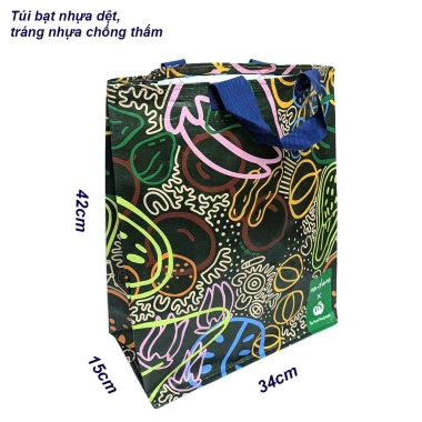 Túi đi chợ xếp gọn nhẹ, chống thấm bạt nhựa dệt dày 35x14x33cm - 29k tx134 7