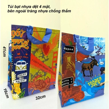 Túi đi chợ xếp gọn nhẹ, chống thấm bạt nhựa dệt dày 35x14x33cm - 29k tx134 8
