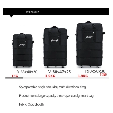 Túi du lịch cỡ lớn vải Oxford có bánh xe kéo, gấp gọn tiện lợi, giảm giá 20%