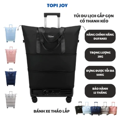 Túi du lịch gấp gọn 3 tầng có cần kéo, vali vải dày cao cấp, bánh xe chống thấm nước - Giá chỉ 600.000₫