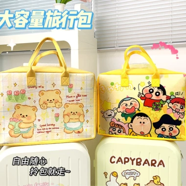 Túi Du Lịch Nỉ Xốp Size To 29×40×18cm - Cài Vali Gấp Gọn, Dễ Mang, Giá 49K