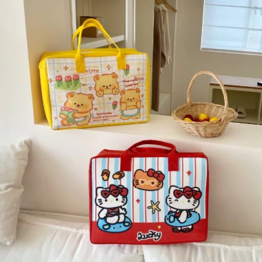 Túi Du Lịch Nỉ Xốp Size To 29×40×18cm - Cài Vali Gấp Gọn, Dễ Mang, Giá 49K