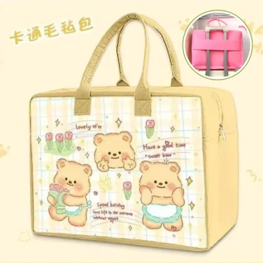 Túi Du Lịch Nỉ Xốp Size To 29×40×18cm - Cài Vali Gấp Gọn, Dễ Mang, Giá 49K