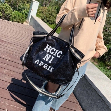 Túi du lịch nữ đeo vai, tote lớn nhẹ, kim sa lấp lánh cho du lịch ngắn ngày 2