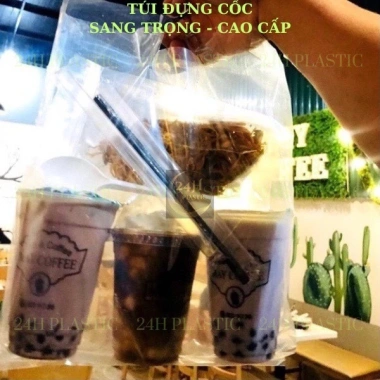 Túi đựng 2 ly trà sữa 1kg có ngăn cafe và sinh tố - Take away, giảm còn 46.746₫