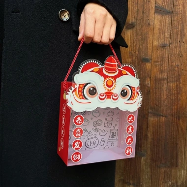 Túi Đựng Bánh Mứt Tết 2.026 Mica Trong 14x15x7cm Túi Quà Đầu Lân Quà Tặng