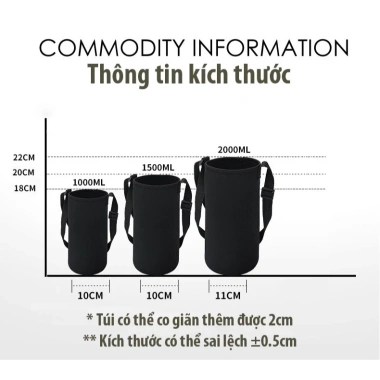 Túi đựng bình giữ nhiệt dây dài, kích thước lớn, chứa 2 lít - Giá chỉ 28.000 VND