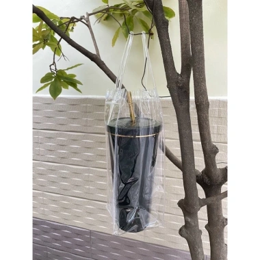 Túi đựng bình ly giữ nhiệt PVC trong suốt, quai xách, khuy bấm, cỡ 10x25cm - 9.000₫ 2