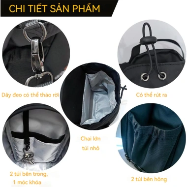 Túi Đựng Bình Nước Gym Đa Năng FIT Chống Nước, Chịu Lực 3kg, Nhiều Ngăn, Dễ Treo Máy Tập - Giá 205.000đ