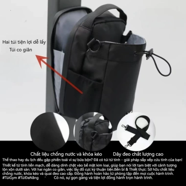 Túi Đựng Bình Nước Gym Đa Năng FIT Chống Nước, Chịu Lực 3kg, Nhiều Ngăn, Dễ Treo Máy Tập - Giá 205.000đ