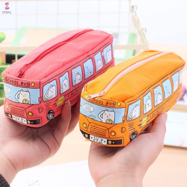 Túi đựng bút chì xe buýt hoạt hình, hộp văn phòng phẩm dung tích lớn, quà tặng học sinh ISO, giá chỉ 35.424₫ 4