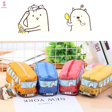 Túi đựng bút chì xe buýt hoạt hình, hộp văn phòng phẩm dung tích lớn, quà tặng học sinh ISO, giá chỉ 35.424₫ 5