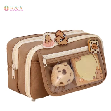 Túi đựng bút lớn K & X - Hộp bút chì màu, dây kéo trong suốt, văn phòng phẩm