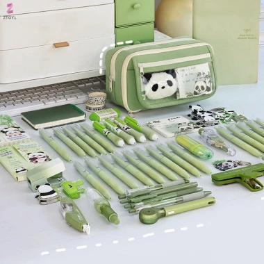 Túi đựng bút lớn K & X - Hộp bút chì màu, dây kéo trong suốt, văn phòng phẩm