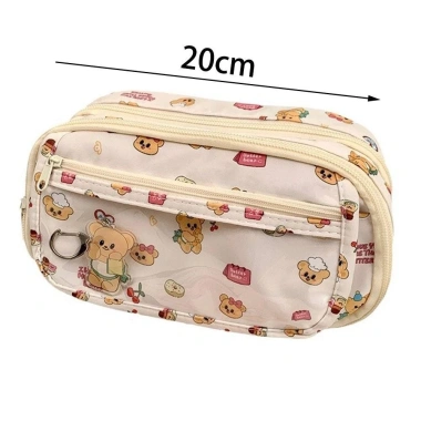 Túi đựng bút nhiều lớp hoạt hình Nhật Bản, dung lượng lớn, in hình gấu bơ - 75.460₫
