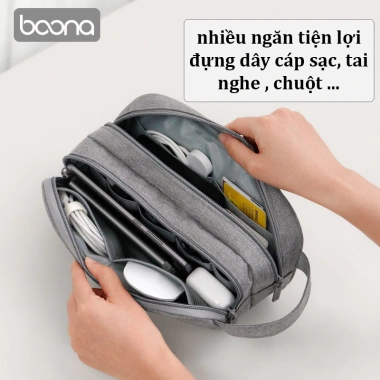 Túi đựng cáp sạc pin dự phòng, chuột, Laptop, Macbook phụ kiện Baona, chỉ 170k