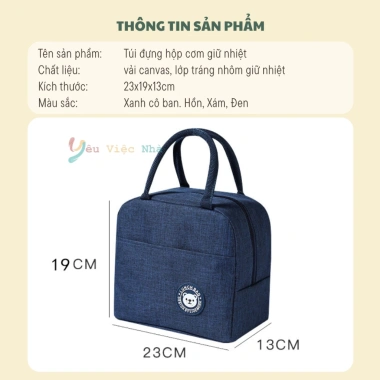 Túi Đựng Cơm Giữ Nhiệt Cao Cấp Tiện Lợi Cho Văn Phòng Giữ Ấm Lên Đến 5h