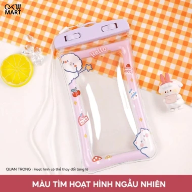 Túi Đựng Điện Thoại Chống Nước PVC Trong Suốt Hoạt Hình Dễ Thương + Dây Đeo – 25k