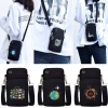 Túi đựng điện thoại da đen zipper chống nước, phù hợp thể thao ngoài trời - 66.941₫