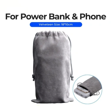 Túi đựng điện thoại, pin, sạc dự phòng USB vải nhung mềm có dây rút HARAS 15.000₫