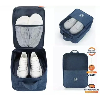 Túi đựng giày 3 ngăn nhỏ gọn, khóa kéo an toàn, tiện lợi du lịch - 129k