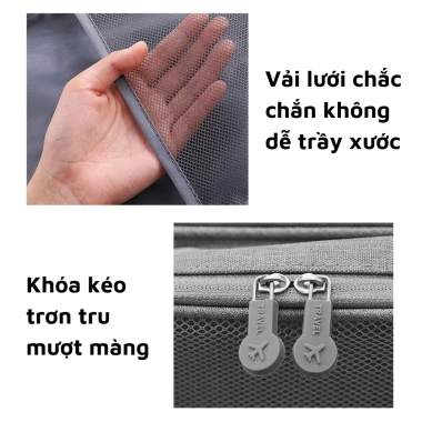 Túi Đựng Giày Dép Du Lịch 3 Ngăn Chống Nước, Thể Thao & Mỹ Phẩm, Gài Cố Định, Tay Kéo, Rộng Rãi, Tiện Dụng - 130k