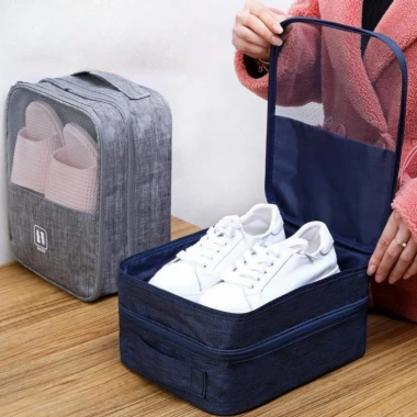 Túi Đựng Giày Dép Du Lịch 3 Ngăn Chống Nước, Thể Thao & Mỹ Phẩm, Gài Cố Định, Tay Kéo, Rộng Rãi, Tiện Dụng - 130k
