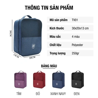 Túi Đựng Giày Dép Du Lịch 3 Ngăn Có Quai Sau Treo Vali - Gọn Gàng, Tiện Lợi, 89k 2