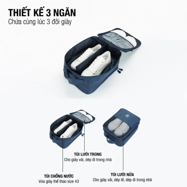 Túi Đựng Giày Dép Du Lịch 3 Ngăn Có Quai Sau Treo Vali - Gọn Gàng, Tiện Lợi, 89k 4