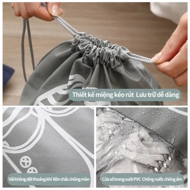 Túi đựng giày du lịch vải không dệt PE dây rút trong suốt - Giá chỉ 10.000 VND