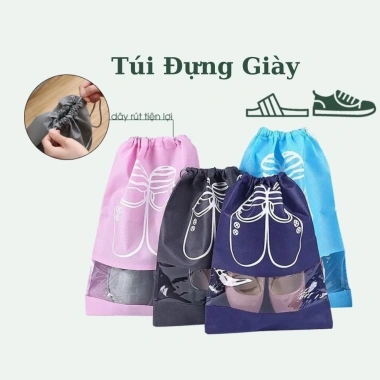 Túi đựng giày vải không dệt chống bụi, chống nước, dây rút du lịch thể thao size to