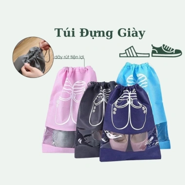 Túi đựng giày vải không dệt chống bụi, chống nước, dây rút du lịch thể thao size to