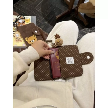 Túi đựng hộ chiếu Rilakkuma thêu Ví tiền xu dung tích lớn, giá ưu đãi 140.616₫