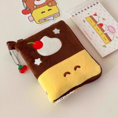 Túi đựng hộ chiếu & thẻ Cherry Pudding lông mềm, dễ thương, mini, tiện mang - giá 82.000 6