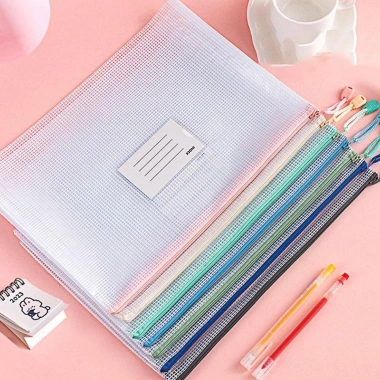 Túi đựng hồ sơ lưới NLINNI A4 PVC, dây kéo, dung lượng lớn, bền bỉ sinh viên - 48.600₫ 7