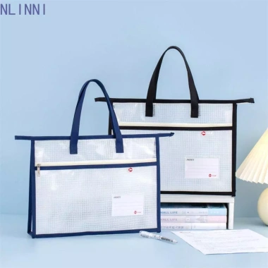 Túi đựng hồ sơ NLINNI A3/A4 chống nước trong suốt, nhẹ, tay cầm, lưu trữ tài liệu lớn
