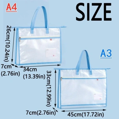 Túi đựng hồ sơ NLINNI A3/A4 chống nước trong suốt, nhẹ, tay cầm, lưu trữ tài liệu lớn
