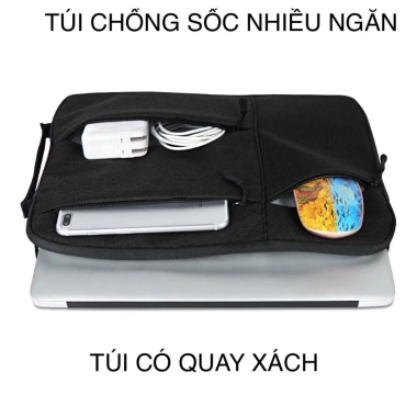 Túi đựng laptop chống sốc 13-15.6 inch, vải cao cấp, đa ngăn, giảm giá 45.000₫