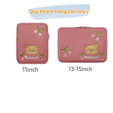 Túi đựng laptop chống sốc phong cách Hàn Quốc Pink Bear - Giá chỉ 125.000đ, đa size 9.8-15.6 inch