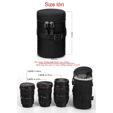 Túi đựng Lens máy ảnh hình ống trúc - Bảo vệ ống kính, Giá chỉ 49.000₫