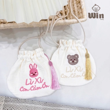 Túi Đựng Lì Xì Tết 2.026 Win Thêu Cute – Túi Đeo Chéo Dày Dặn, Cảm Ơn, Giá Sỉ 60.000₫