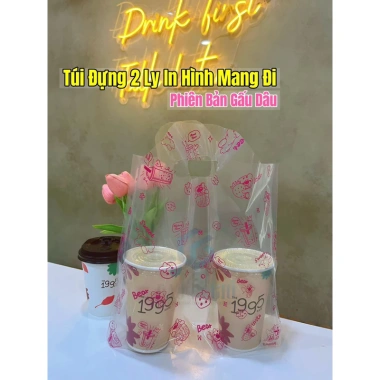 Túi Đựng Ly Nước In Hình Gấu Dâu - Tiện Lợi, Giá 45.000 VNĐ, Giảm Đặc Biệt