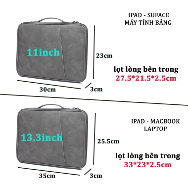 Túi đựng MacBook 13 inch chống sốc, chống nước, 2 ngăn và qoái xách