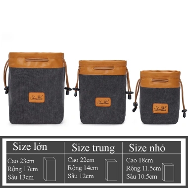 Túi đựng máy ảnh dây rút canvas Sccotton - bảo vệ lens ống kính, giá 199k