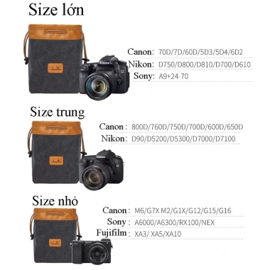 Túi đựng máy ảnh dây rút canvas Sccotton - bảo vệ lens ống kính, giá 199k