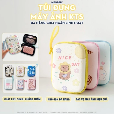Túi đựng máy ảnh kỹ thuật số MèoBer - Họa tiết cute, ngăn chia bảo vệ digicam, 99.000 VND